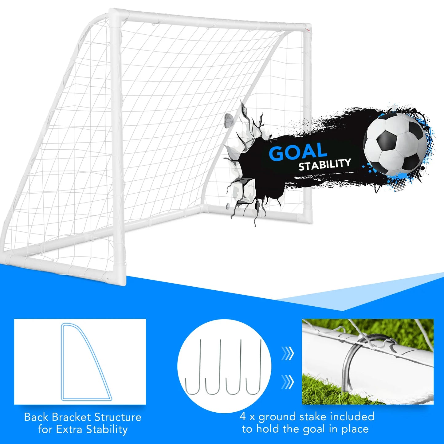 6 FT x 4 FT Portable Kids Soccer Goal Quick Set-up for Backyard Soccer Training