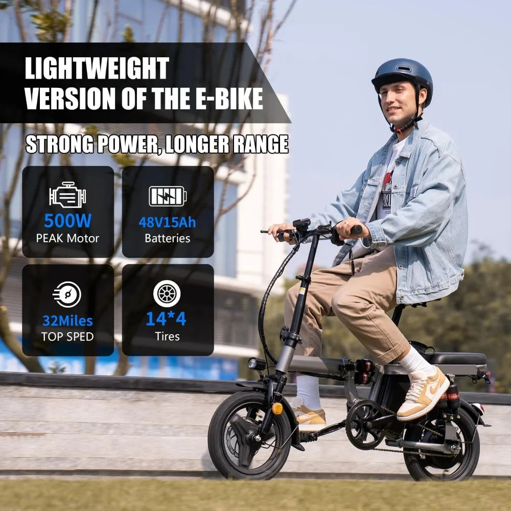 *Electric Bike for Adults, 48V 15AH Removable Battery, 25MPH 35Miles Commuting 500W Brushless Motor