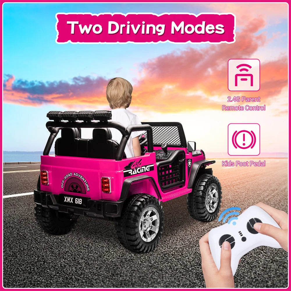 12V Electric Kids Two Seater Truck Pink Remote Control