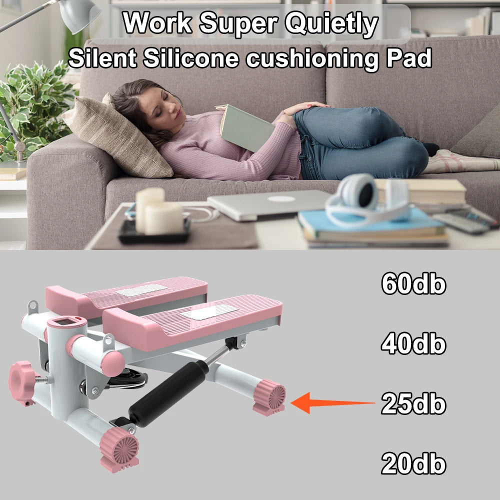 Mini Stepper With Resistance Band 300LBS Hydraulic Fitness LCD Display