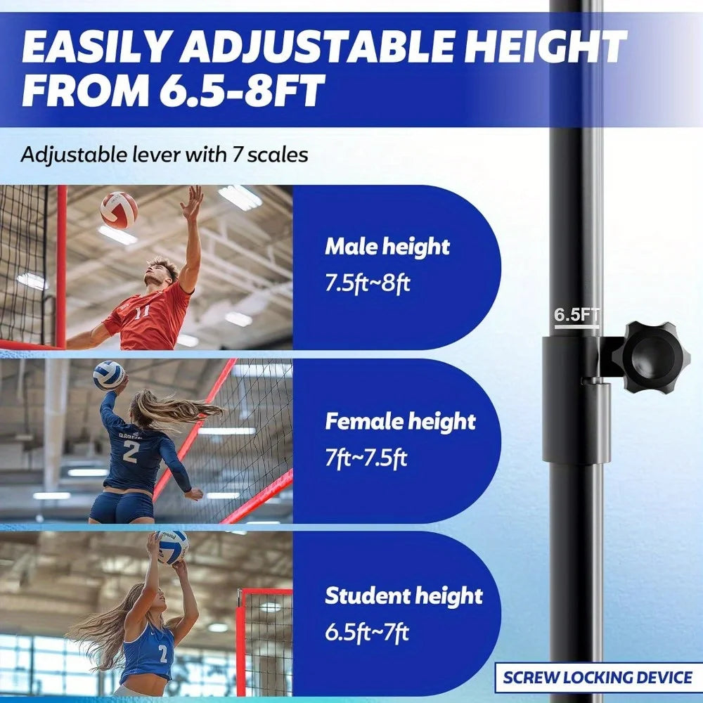 8 X 11 FT Volleyball Practice Net Adjustable Height With Carrying Bag
