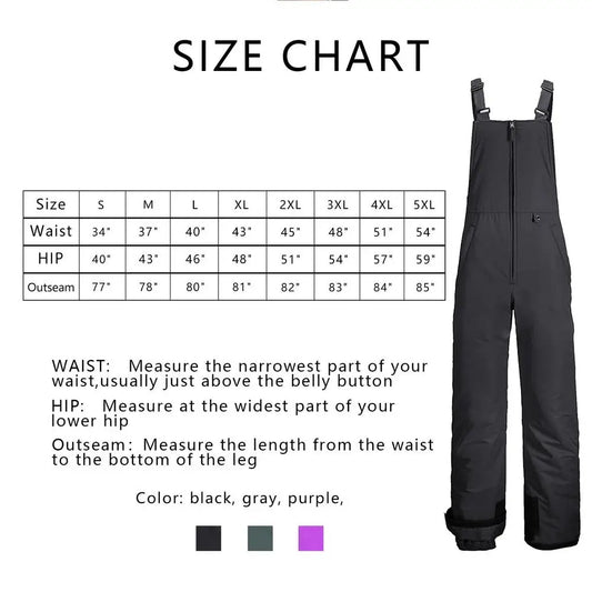 Insulated Ski Pants Overalls  Comfortable Snow Bibs Ski Pants For Men & Women S-4XL