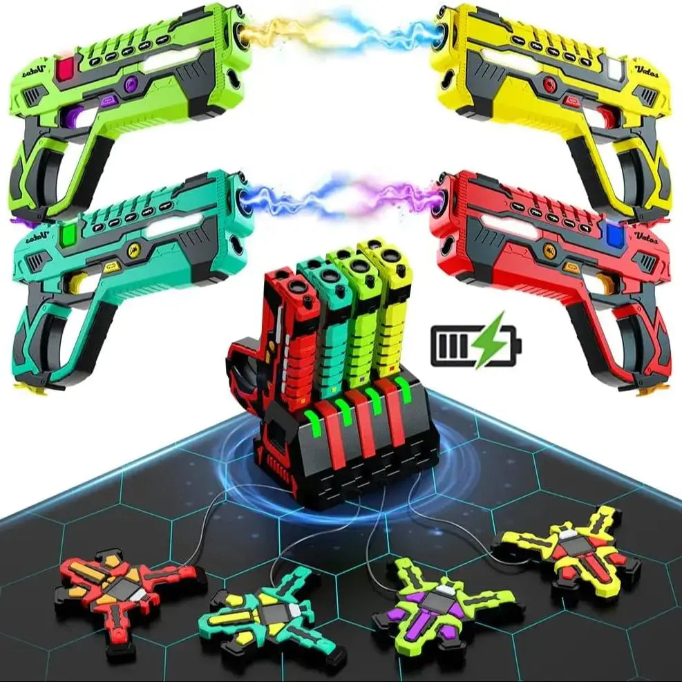 Upgrade Data Sync Laser Tag Guns Vests x4 Electric Infrared Guns Shooting Game Set
